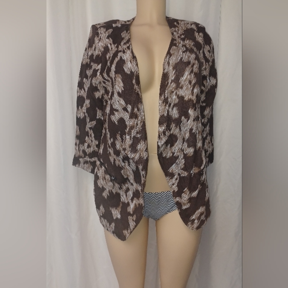 ALBERTO MAKALI NEW YORK Size L. Stylish Brown Patterned Women's Cardigan